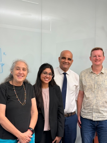 Yumnah Standing with her thesis commitee Dr. Wee, Dr. Gadir, and Dr. Fadok
