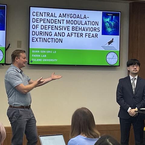 Dr. Fadok introduces Eric for his dissertation defense.