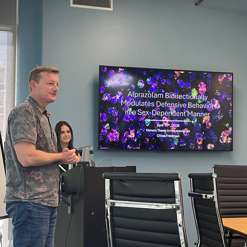 Dr. Fadok introduces Chloe for her honors thesis defense